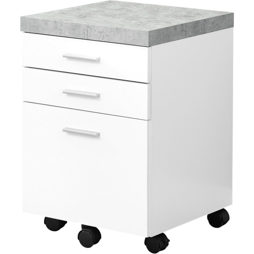 File Cabinet with 3 Drawers in White & Cement Look